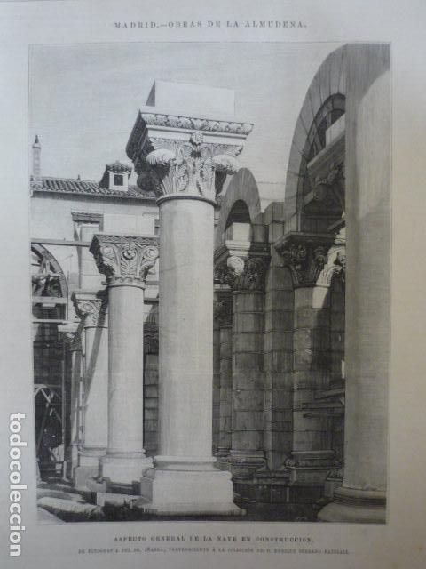 Art: MADRID CONSTUCCION CRIPTA DE LA ALMUDENA GRABADO XILOGRAFICO XILOGRAFIA 1895