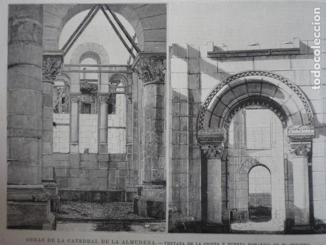 Kunst: MADRID CONSTUCCION CRIPTA DE LA ALMUDENA GRABADO XILOGRAFICO XILOGRAFIA 1895