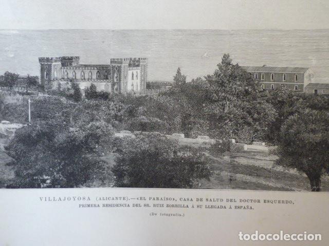 Kunst: VILLAJOYOSA ALICANTE SANATORIO DEL DR. ESQUERDO GRABADO XILOGRAFICO XILOGRAFIA 1895