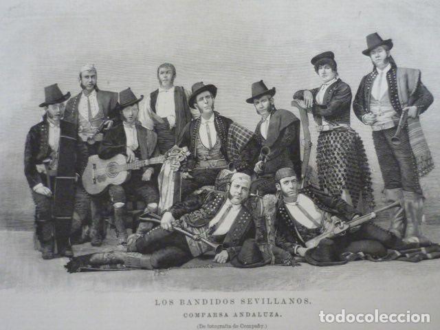 Kunst: LOS BANDIDOS SEVILLANOS COMPARSA ANDALUZA GRABADO XILOGRAFICO XILOGRAFIA 1895