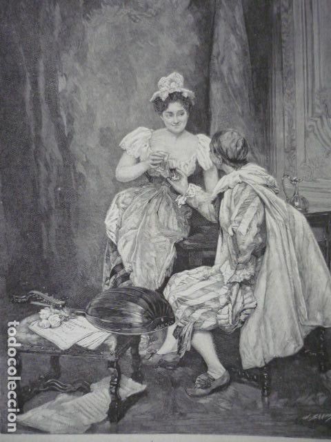 Kunst: DESPUES DEL BAILE CUADRO DE VALLON GRABADO XILOGRAFICO XILOGRAFIA 1895