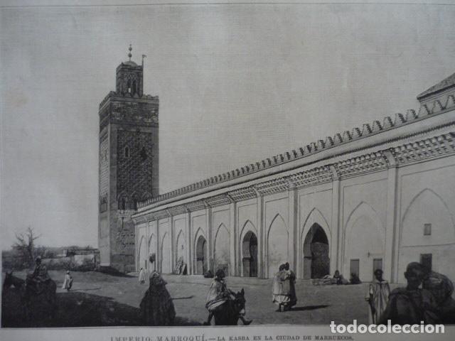 Kunst: MARRUECOS UNA KASBA GRABADO XILOGRAFICO XILOGRAFIA 1895