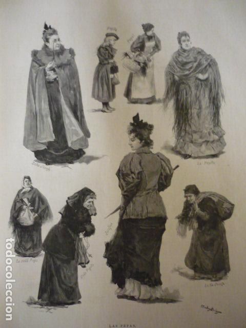 Art: LAS PEPAS TIPOS POPULARES POR MENDEZ BRINGA GRABADO XILOGRAFICO XILOGRAFIA 1895