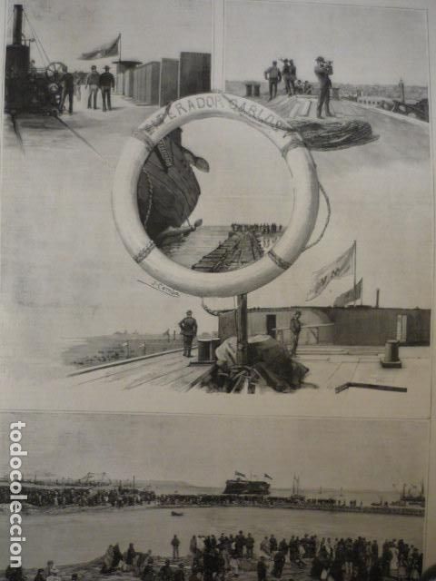 Art: CADIZ EMBOTADURA DEL ACORAZADO CARLOS V GRABADO XILOGRAFICO XILOGRAFIA 1895