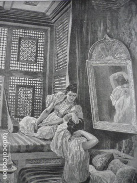 Kunst: TOCADO EN EL HAREN GRABADO XILOGRAFICO XILOGRAFIA 1895