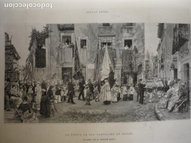 Kunst: SITGES BARCELONA FIESTA DE SAN BARTOLOME GRABADO XILOGRAFICO XILOGRAFIA 1895