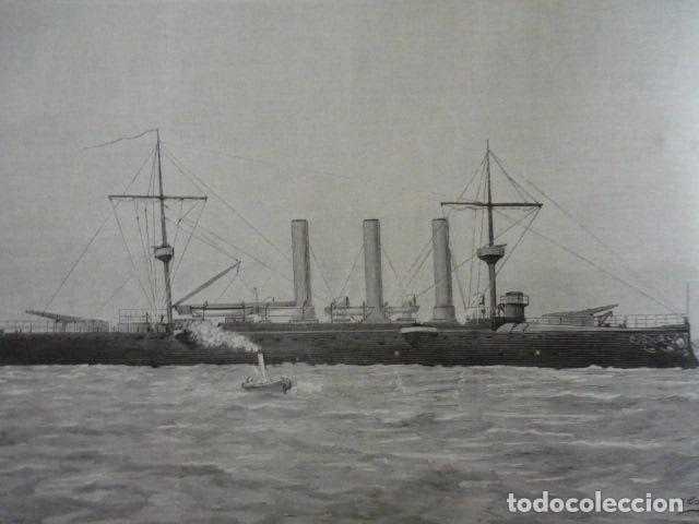 Kunst: ACORAZADO CARLOS V GRABADO XILOGRAFICO XILOGRAFIA 1895