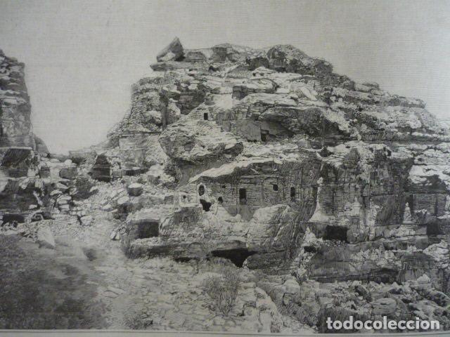 Kunst: TIERRA SANTA MONTA&Ntilde;A DE LA TENTACION GRABADO XILOGRAFICO XILOGRAFIA 1895