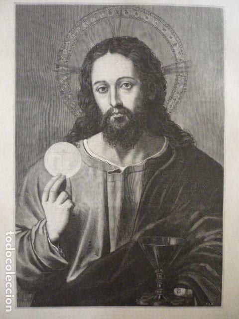 Kunst: EL SALVADOR DEL MUNDO DE JUAN DE JUANES GRABADO XILOGRAFICO XILOGRAFIA 1895