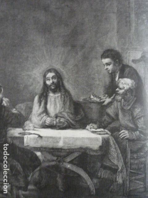 Kunst: PEREGRINOS DE EMAUS FRAGMENTO DE REMBRANDT GRABADO XILOGRAFICO XILOGRAFIA 1895