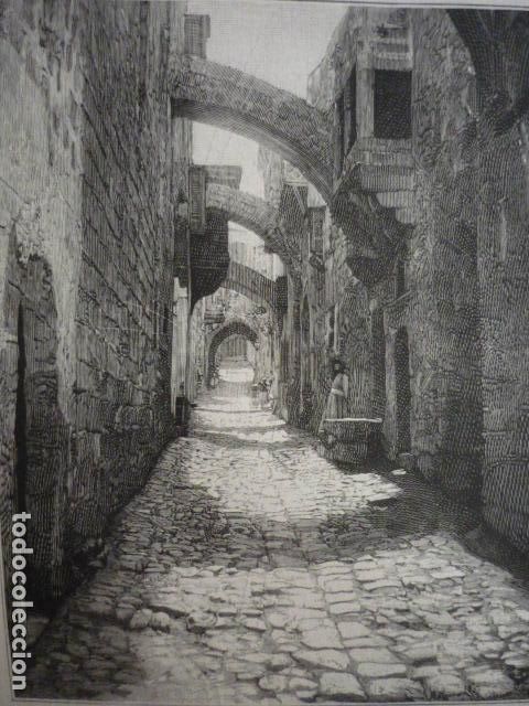 Kunst: JERUSALEN VIA DOLOROSA GRABADO XILOGRAFICO XILOGRAFIA 1895