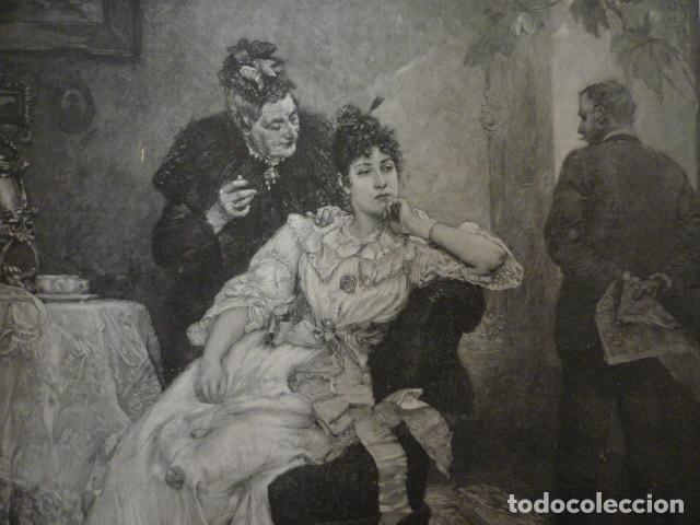 Kunst: PRIMERAS NUBES ESCENA CELESTINESCA GRABADO XILOGRAFICO XILOGRAFIA 1895