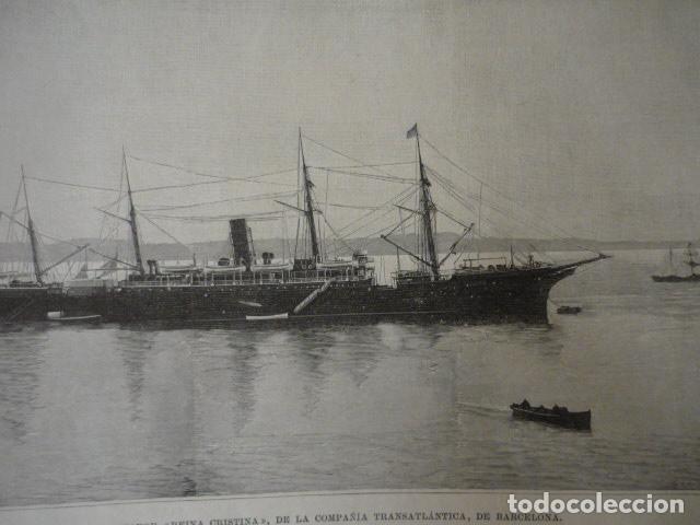 Kunst: VAPOR REINA CRISTINA GRABADO XILOGRAFICO XILOGRAFIA 1895