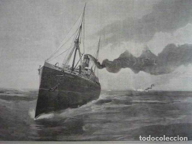 Kunst: VAPOR ALLIANCE EN PUNTA MAISI CUBA GRABADO XILOGRAFICO XILOGRAFIA 1895