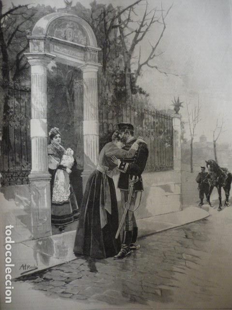 Kunst: LA DESPEDIDA DIBUJO DE PICOLO GRABADO XILOGRAFICO XILOGRAFIA 1895