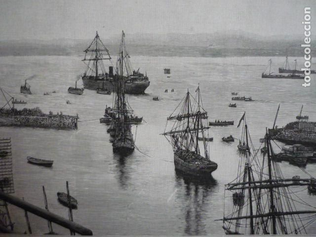 Kunst: SANTANDER EL VAPOR SAN FRANCISCO GRABADO XILOGRAFICO XILOGRAFIA 1895