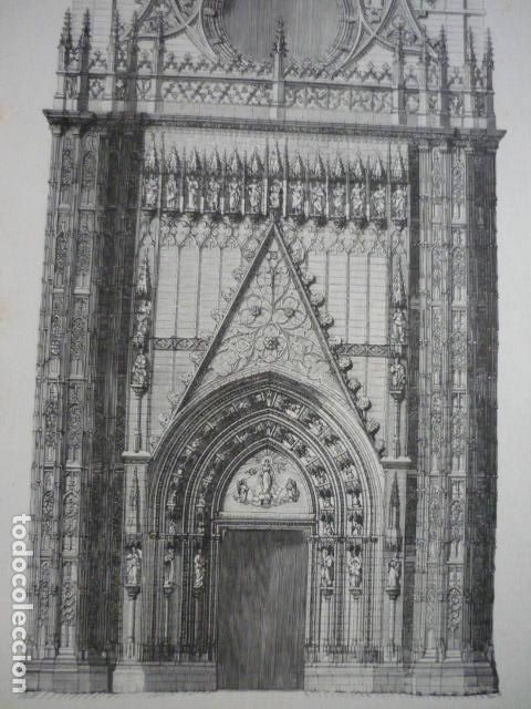 Art: SEVILLA PORTADA PATIO DE LOS NARANJOS GRABADO XILOGRAFICO XILOGRAFIA 1895