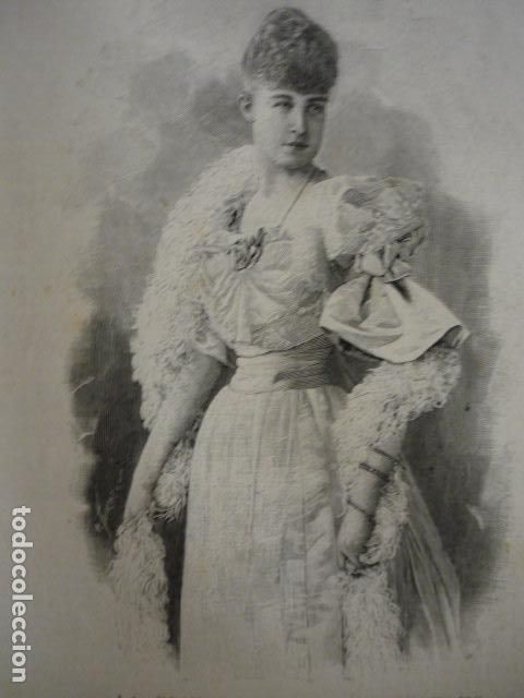 Arte: PRINCESA ELENA DE ORLEANS DUQUESA DE AOSTA GRABADO XILOGRAFICO XILOGRAFIA 1895