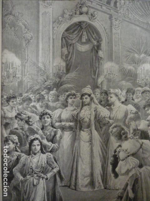 Art: EL CAIRO EGIPTO HAREN DIA DE BODA GRABADO XILOGRAFICO XILOGRAFIA 1895