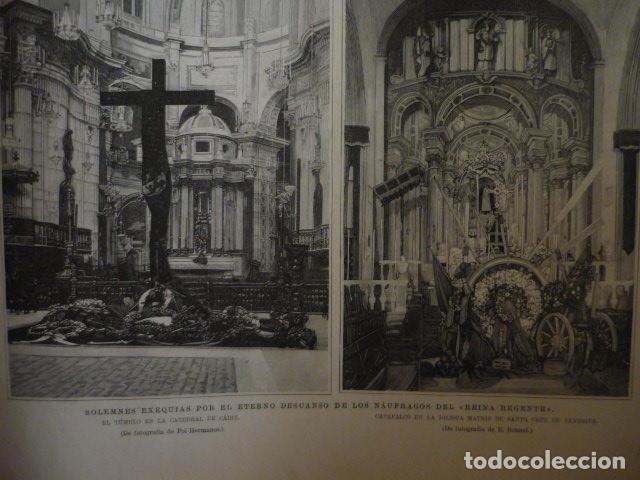 Art: CADIZ Y SANTA CRUZ TENERIFE EXEQUIAS DESCANSO REINA REGENTE GRABADO XILOGRAFICO XILOGRAFIA 1895