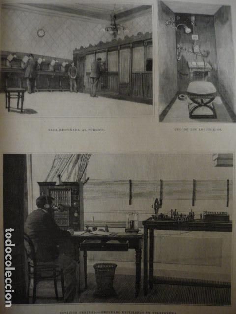 Art: MADRID OFICINAS DE LA RED INTERURBANA TELEFONICA DEL NORDESTE GRABADO XILOGRAFICO XILOGRAFIA 1895