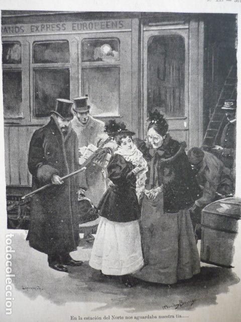 Arte: RECUERDOS DE OTRA VIDA EN LA ESTACION DEL NORTE MADRID GRABADO XILOGRAFICO XILOGRAFIA 1895
