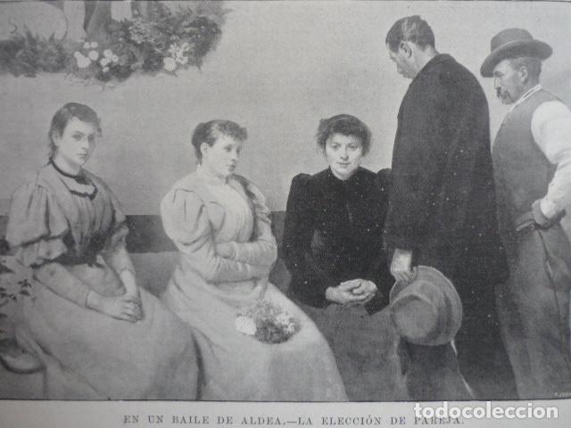 Kunst: EN UN BAILE DE ALDEA ELECCION DE PAREJA GRABADO XILOGRAFICO XILOGRAFIA 1895