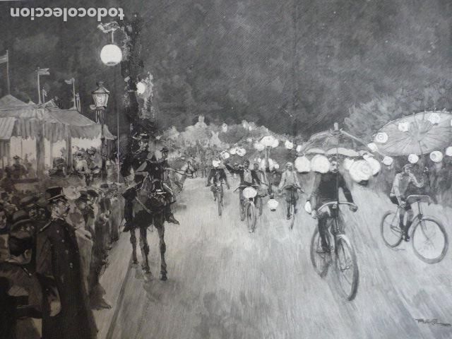 Kunst: MADRID FESTEJOS DE MAYO FIESTA CICLISTA GRABADO XILOGRAFICO XILOGRAFIA 1895