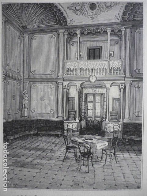 Kunst: ORDU&Ntilde;A VIZCAYA BALNEARIO DE ARBIETO SALON DESCANSO GRABADO XILOGRAFICO XILOGRAFIA 1895