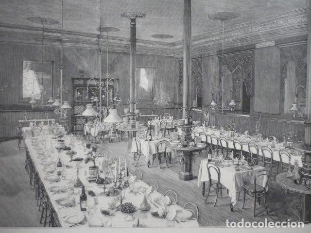 Arte: ORDU&Ntilde;A VIZCAYA BALNEARIO DE ARBIETO COMEDOR PRINCIPAL GRABADO XILOGRAFICO XILOGRAFIA 1895