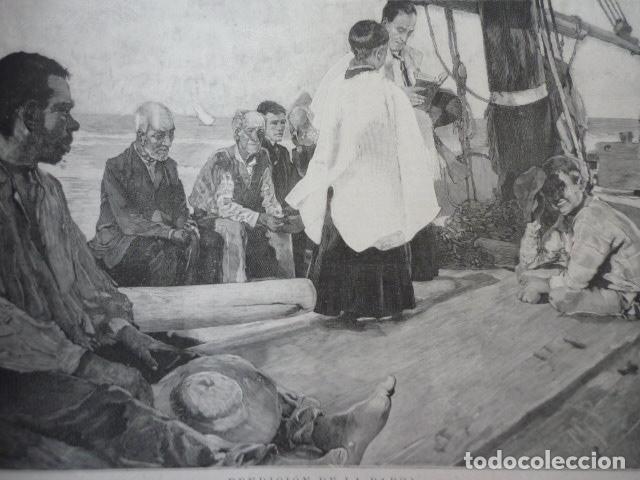 Arte: BENDICION DE LA BARCA GRABADO XILOGRAFICO XILOGRAFIA 1895