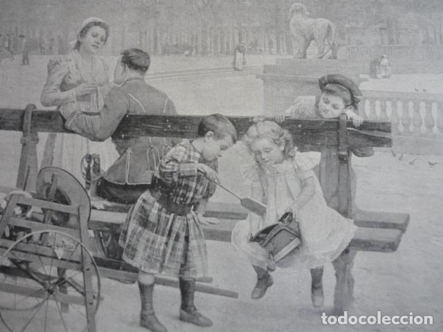 Art: A CADA UNO SUS GOCES NI&Ntilde;OS JUGANDO GRABADO XILOGRAFICO XILOGRAFIA 1895