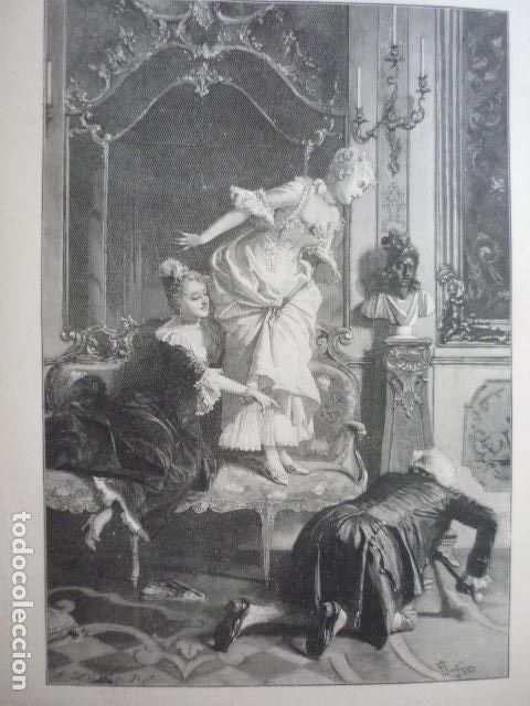 Arte: UN RATON DAMA ELEGANTE EN PALACIO GRABADO XILOGRAFICO XILOGRAFIA 1895