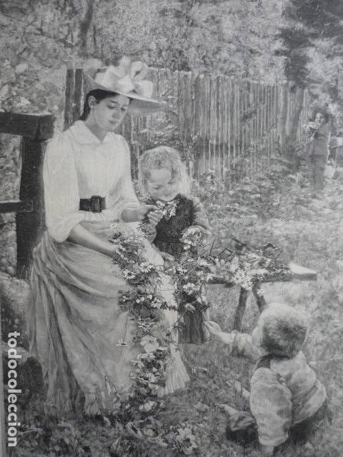 Art: EN VERANO ESCENA BUCOLICA GRABADO XILOGRAFICO XILOGRAFIA 1895