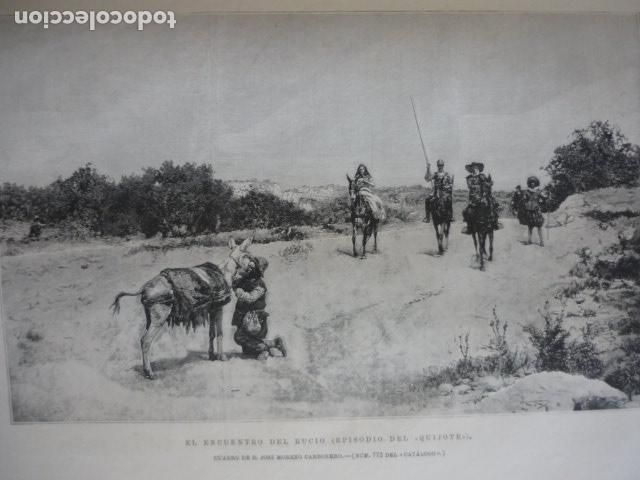 Arte: EL ENCUENTRO DEL RUCIO EPISODIO DEL QUIJOTE GRABADO XILOGRAFICO XILOGRAFIA 1895
