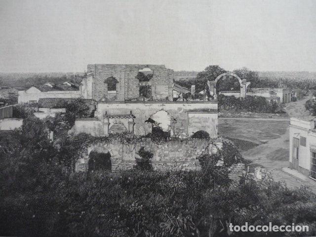 Arte: BAYAMO CUBA RUINAS GRABADO XILOGRAFICO XILOGRAFIA 1895