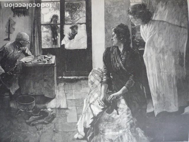 Art: BUENAS TARDES MAESTRO ESCENA COSTUMBRISTA GRABADO XILOGRAFICO XILOGRAFIA 1895