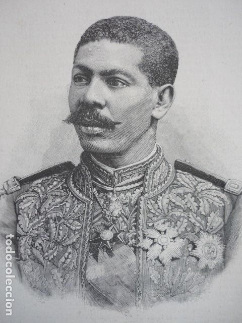 Art: GENERAL DON ULISES HEUREAUX PRESIDENTE SANTO DOMINGO GRABADO XILOGRAFICO XILOGRAFIA 1895
