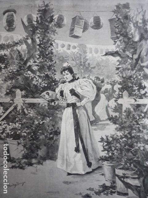 Arte: TIPOS Y COSTUMBRES MADRILE&Ntilde;OS UN BAILE AL AIRE LIBRE GRABADO XILOGRAFICO XILOGRAFIA 1895