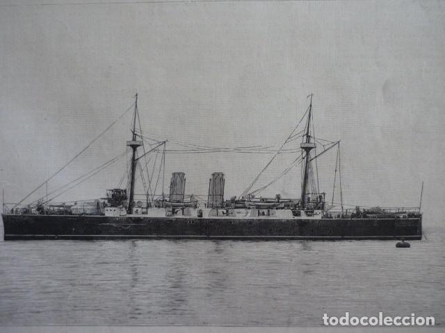 Art: ACORAZADO ALMIRANTE OQUENDO GRABADO XILOGRAFICO XILOGRAFIA 1895