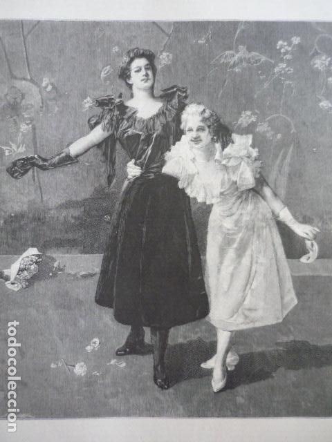 Art: SON ELLAS BAILARINAS GRABADO XILOGRAFICO XILOGRAFIA 1895