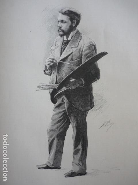 Art: JOAQUIN SOROLLA PINTOR GRABADO XILOGRAFICO XILOGRAFIA 1895