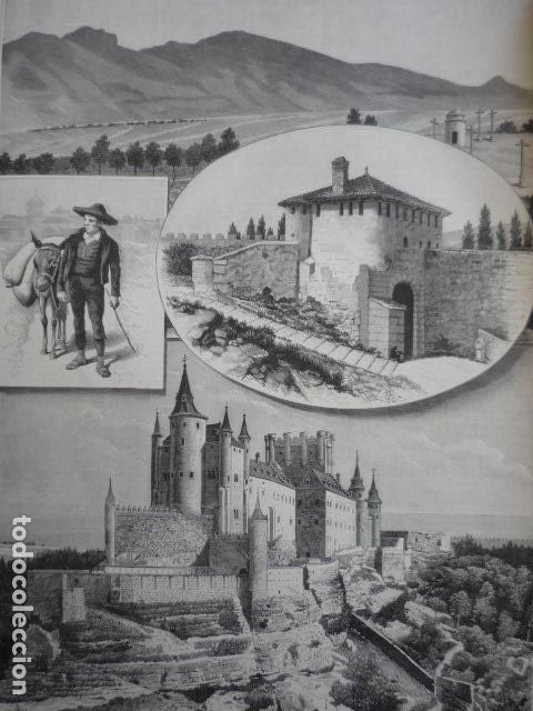 Art: SEGOVIA RECUERDOS VARIAS VISTAS GRABADO XILOGRAFICO XILOGRAFIA 1895