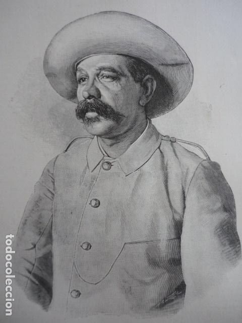 Art: ALONSO GASCO GENERAL DE BRIGADA EN CUBA GRABADO XILOGRAFICO XILOGRAFIA 1895