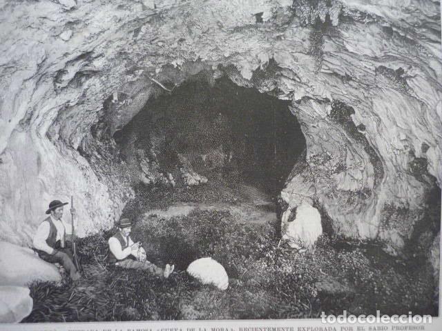 Art: LEBE&Ntilde;A CANTABRIA ENTRADA CUEVA DE LA MORA GRABADO XILOGRAFICO XILOGRAFIA 1895