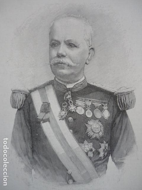 Arte: MANUEL MANRIQUE DE LARA GENERAL INFANTERIA GRABADO XILOGRAFICO XILOGRAFIA 1895