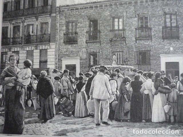 Arte: MADRID FUENTE CAPUCHINAS GRABADO XILOGRAFICO XILOGRAFIA 1895