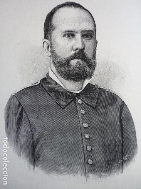 Kunst: GARCIA Y ALDAVE CORONEL GENERAL GRABADO XILOGRAFICO XILOGRAFIA 1895