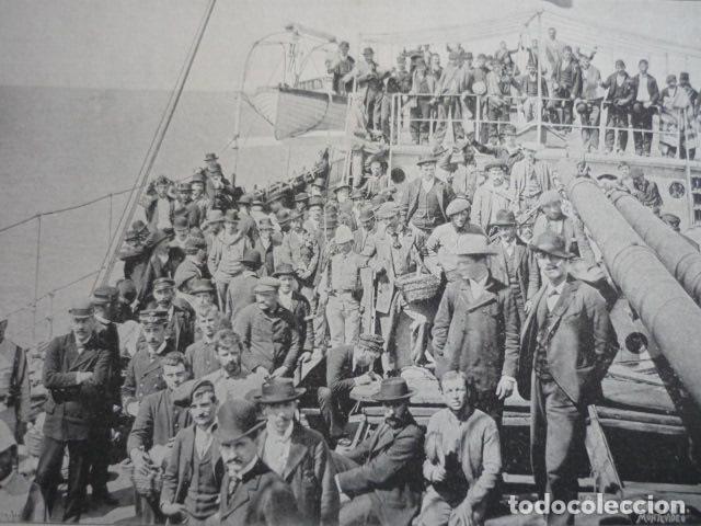 Art: MONTEVIDEO EMBARCANDO VOLUNTARIOS ESPA&Ntilde;OLES GUERRA DE CUBA GRABADO XILOGRAFICO XILOGRAFIA 1895