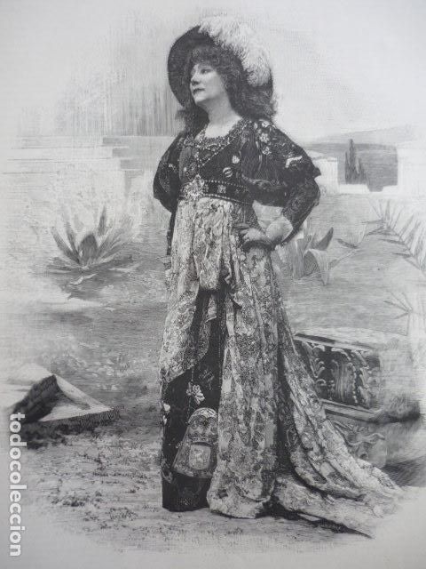Arte: SARAH BERNHARDT ACTRIZ GRABADO XILOGRAFICO XILOGRAFIA 1895
